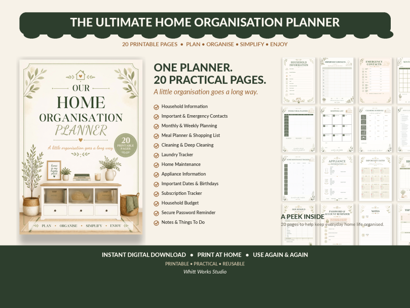 🏡 Home Organisation Planner – Printable Household Planner 🏡 Home Organisation Planner – Printable Household Planner