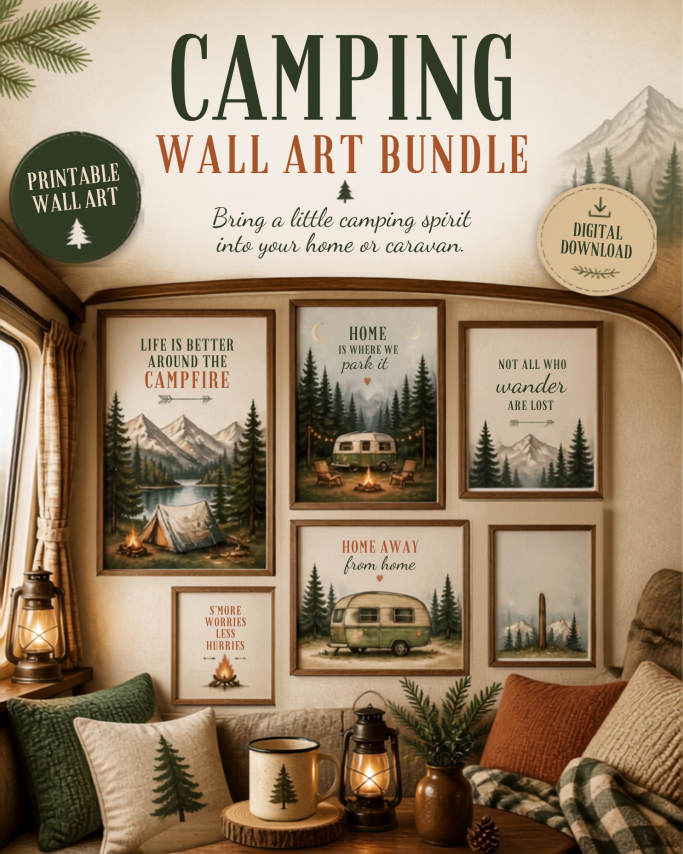 🏕️Camping Wall Art Bundle | 17 Printable Camping Prints